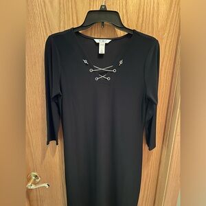 White House black market black mini dress with chain detail